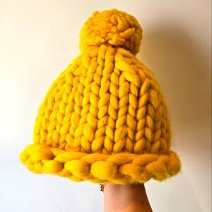Chunky Knit Toque Yellow Handmade